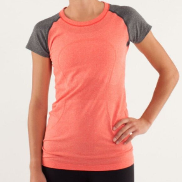 VGC Lululemon Run: Swiftly Tech Short Sleeve Grey / Orange- Size 6 - Picture 1 of 4